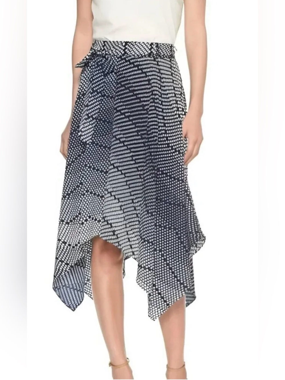 Banana Republic Navy and Tan Handkerchief Midi Skirt Size 2